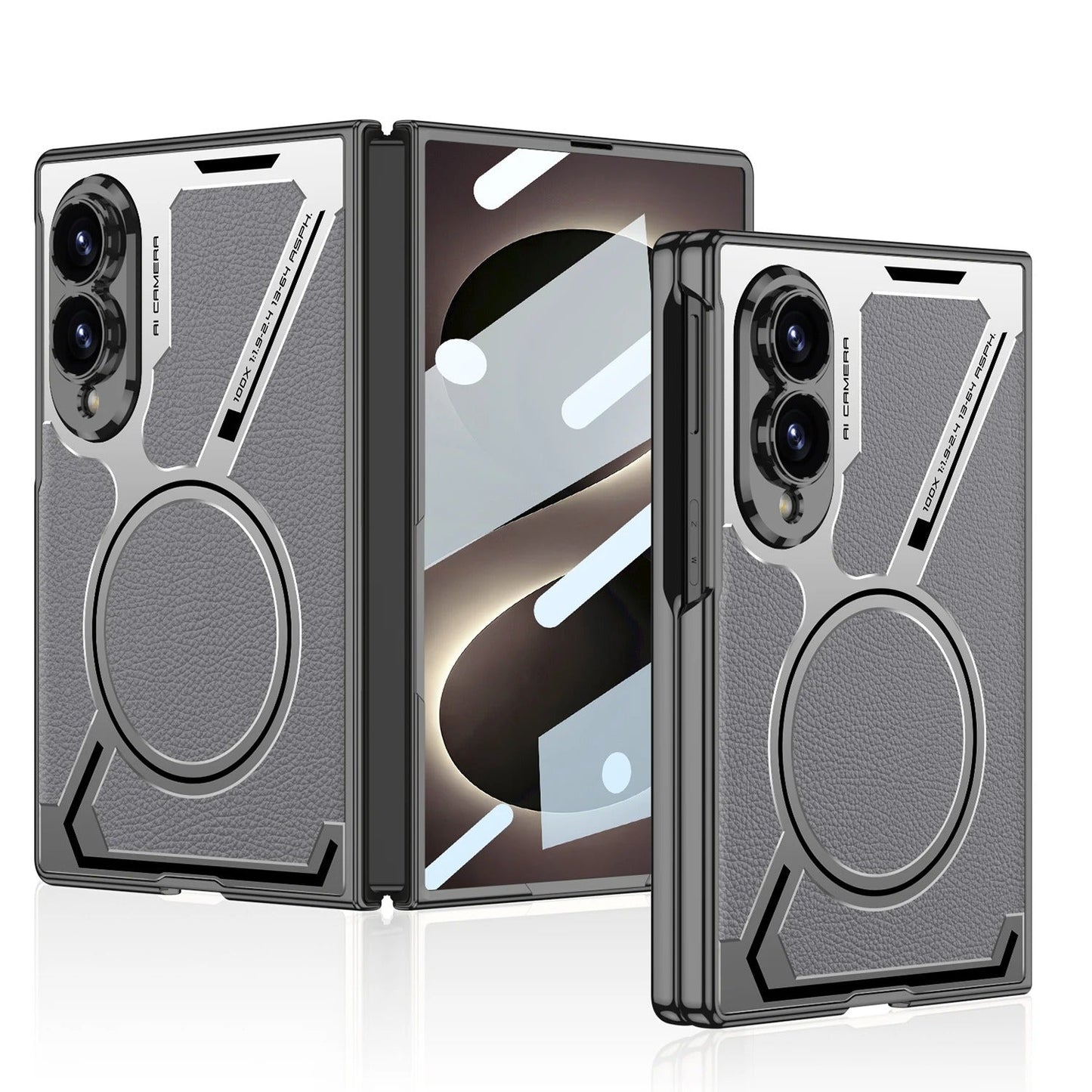 Luxury plain leather MagSafe Shockproof Protective Back Cover Case For Samsung Z Fold 8