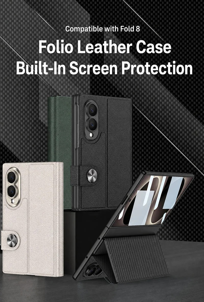 Galaxy Z Fold 8 Luxury Leather Kickstand Case