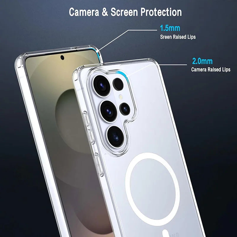 Galaxy S26 Ultra MagSafe Clear Case – Magnetic Ring Stand & Qi2 Wireless Charging