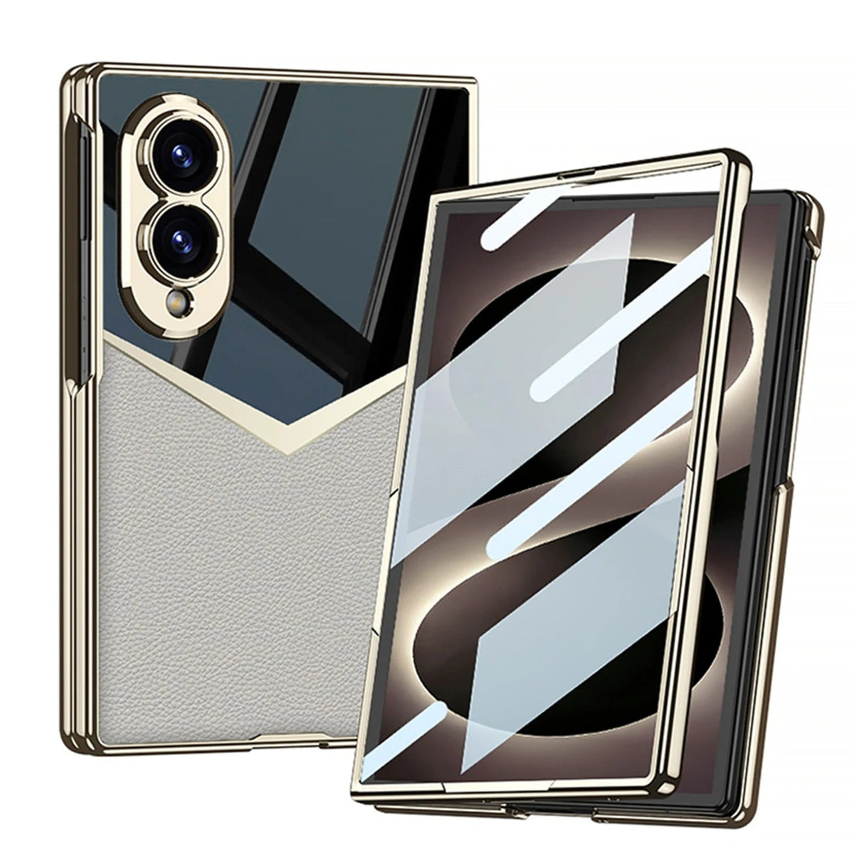 Galaxy Z Fold 8 Spliced Leather Mirror Case