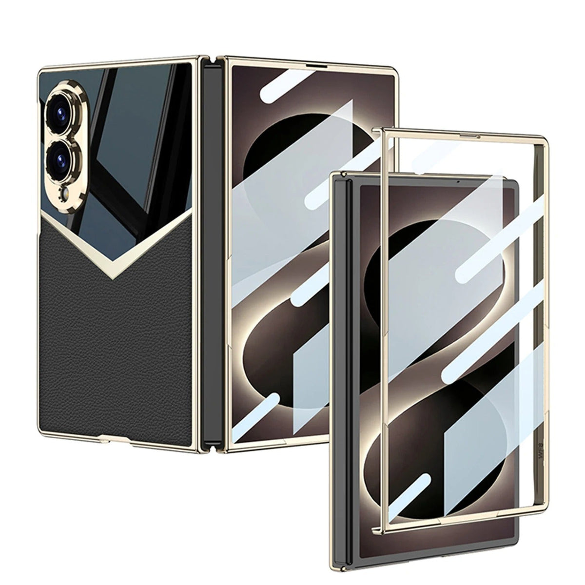 Galaxy Z Fold 8 Spliced Leather Mirror Case