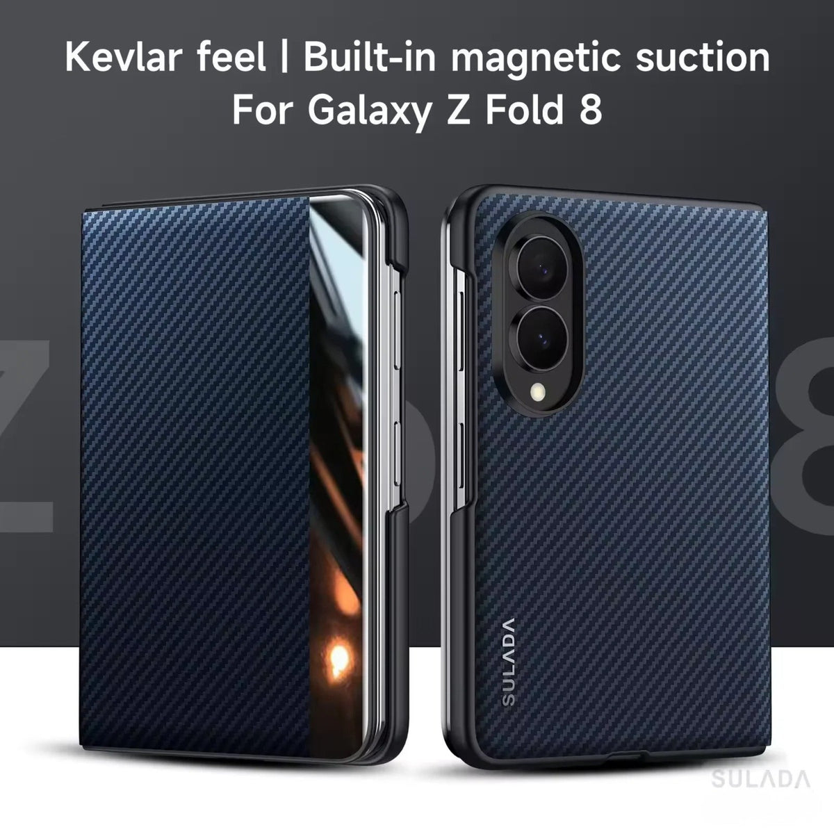 Magnetic Kevlar Feel Carbon Fiber Leather Case For Galaxy Z Fold 8