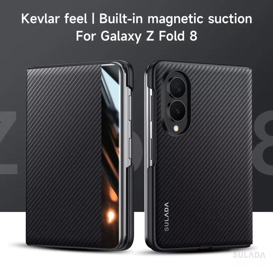 Magnetic Kevlar Feel Carbon Fiber Leather Case For Galaxy Z Fold 8