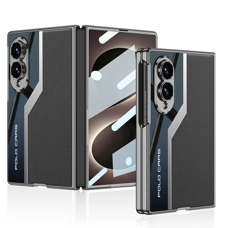 Galaxy Z Fold 8 Wide New Luxury Leather Plating Screen Glass Lens Protect Cover