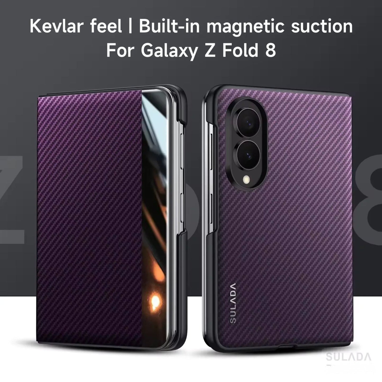 Magnetic Kevlar Feel Carbon Fiber Leather Case For Galaxy Z Fold 8