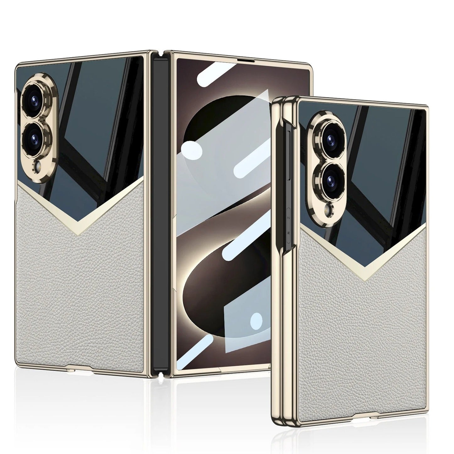 Galaxy Z Fold 8 Spliced Leather Mirror Case