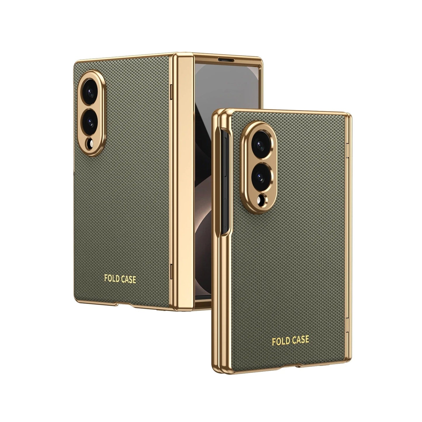 Leather Golden Border Phone Case with Steel Film for Samsung Galaxy Z Fold 8