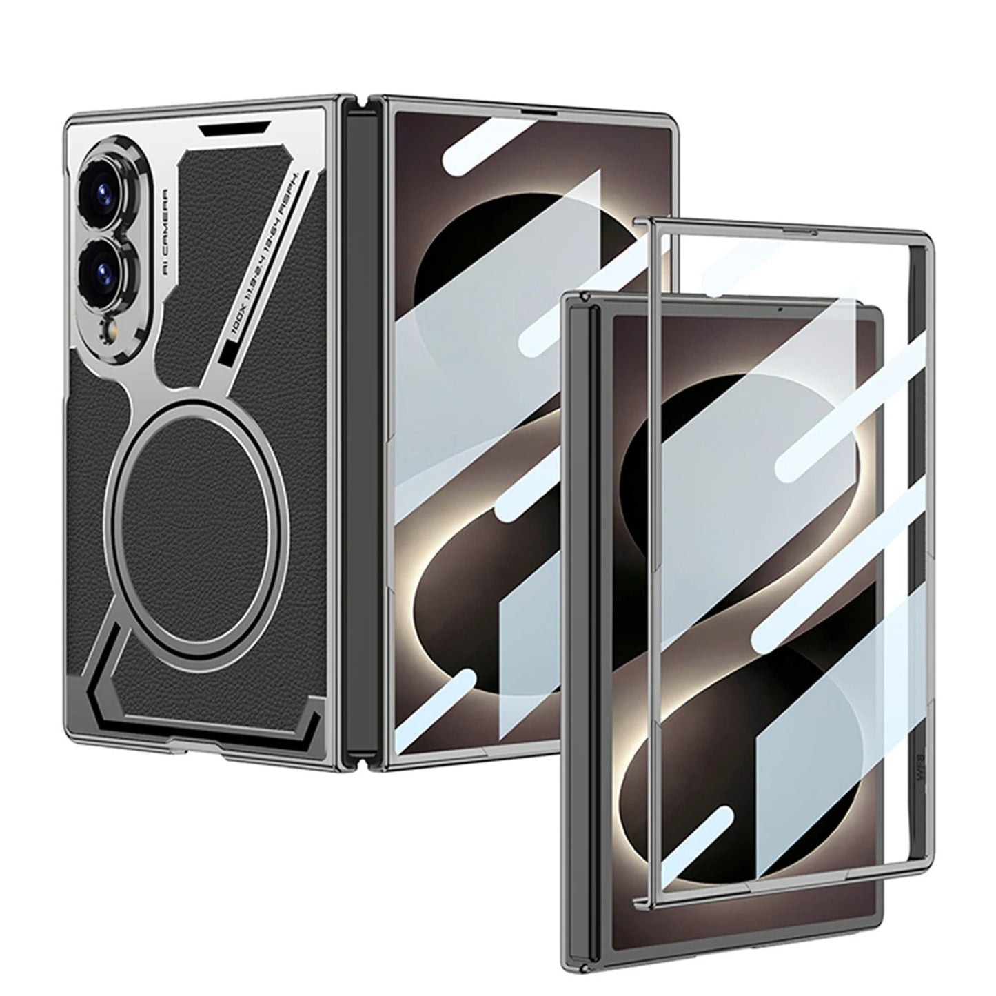 Luxury plain leather MagSafe Shockproof Protective Back Cover Case For Samsung Z Fold 8