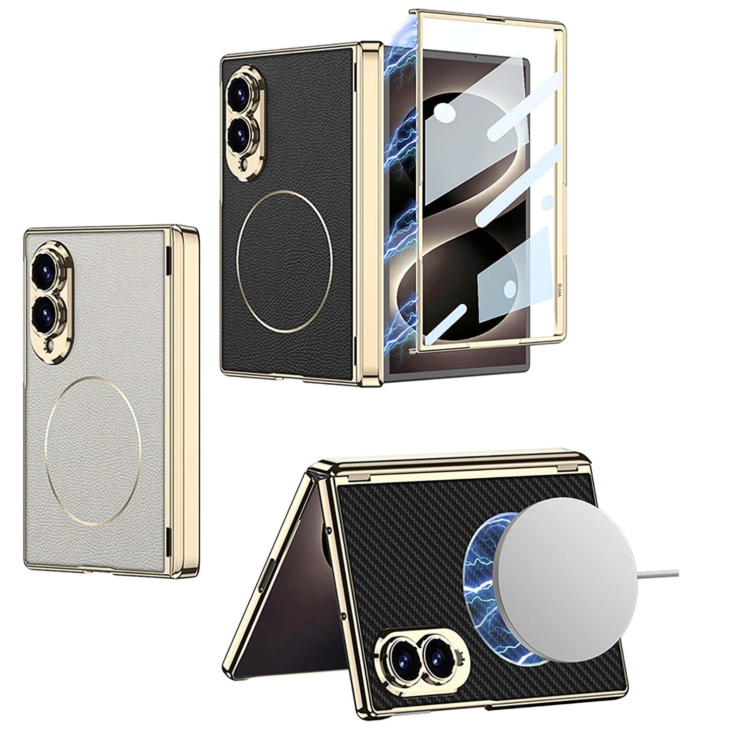 Galaxy Z Fold 8 Ultra Magnetic Leather Case with Screen Protector