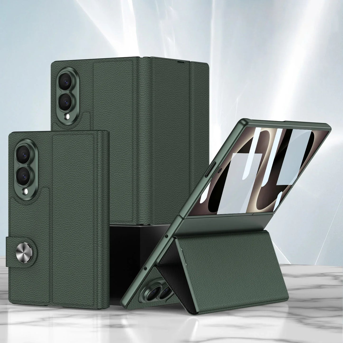 Galaxy Z Fold 8 Luxury Leather Kickstand Case