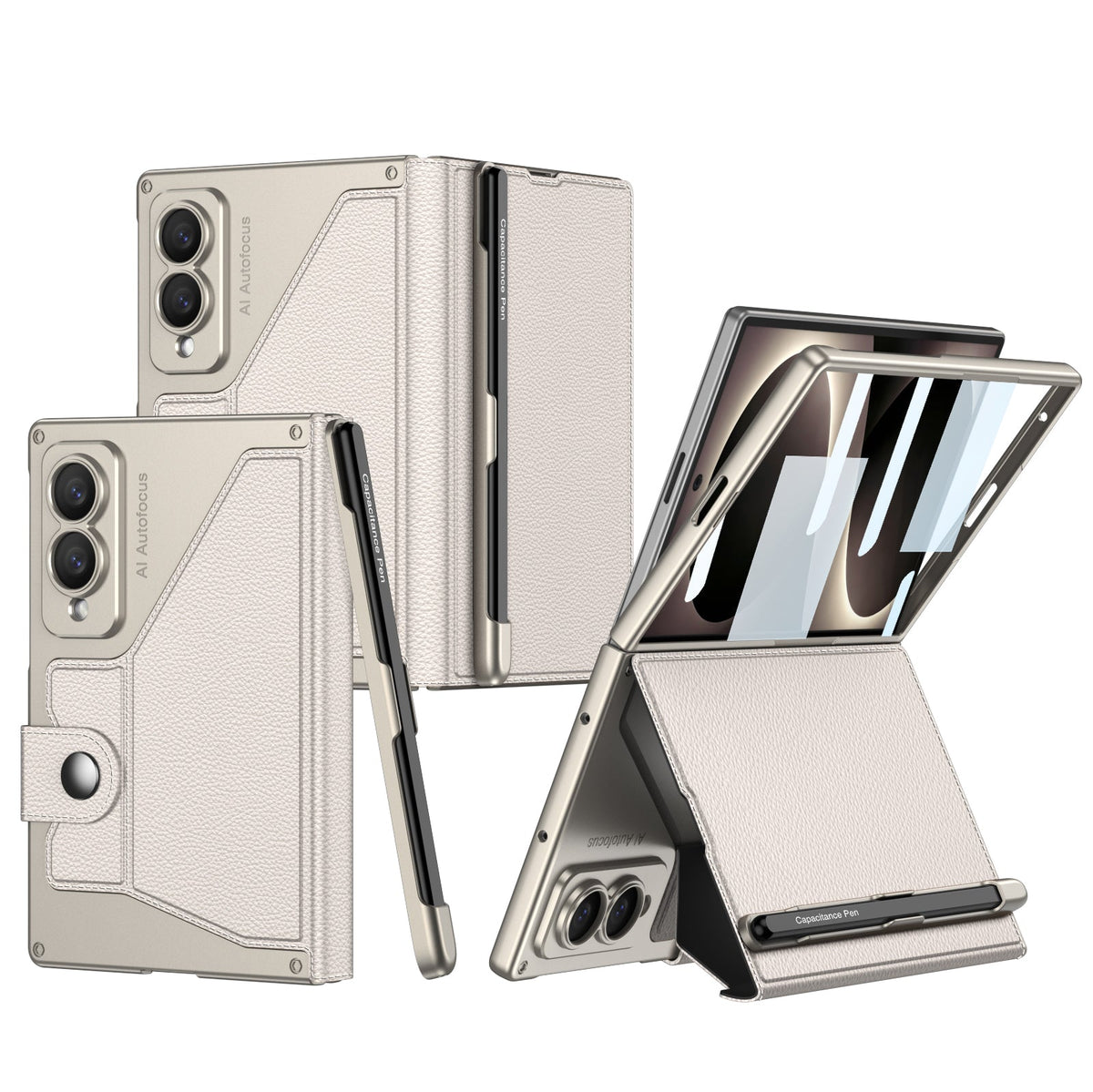 Luxurious Suede Phone Cover With Screen Protector & Pen-slot & Stylus For Galaxy Z Fold 8