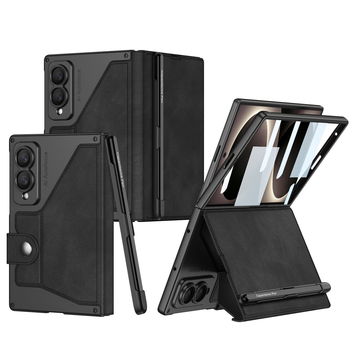 Luxurious Suede Phone Cover With Screen Protector & Pen-slot & Stylus For Galaxy Z Fold 8