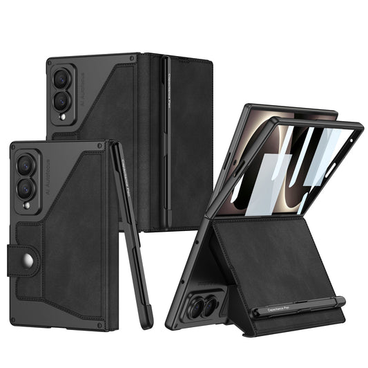 Luxurious Suede Phone Cover With Screen Protector & Pen-slot & Stylus For Galaxy Z Fold 8