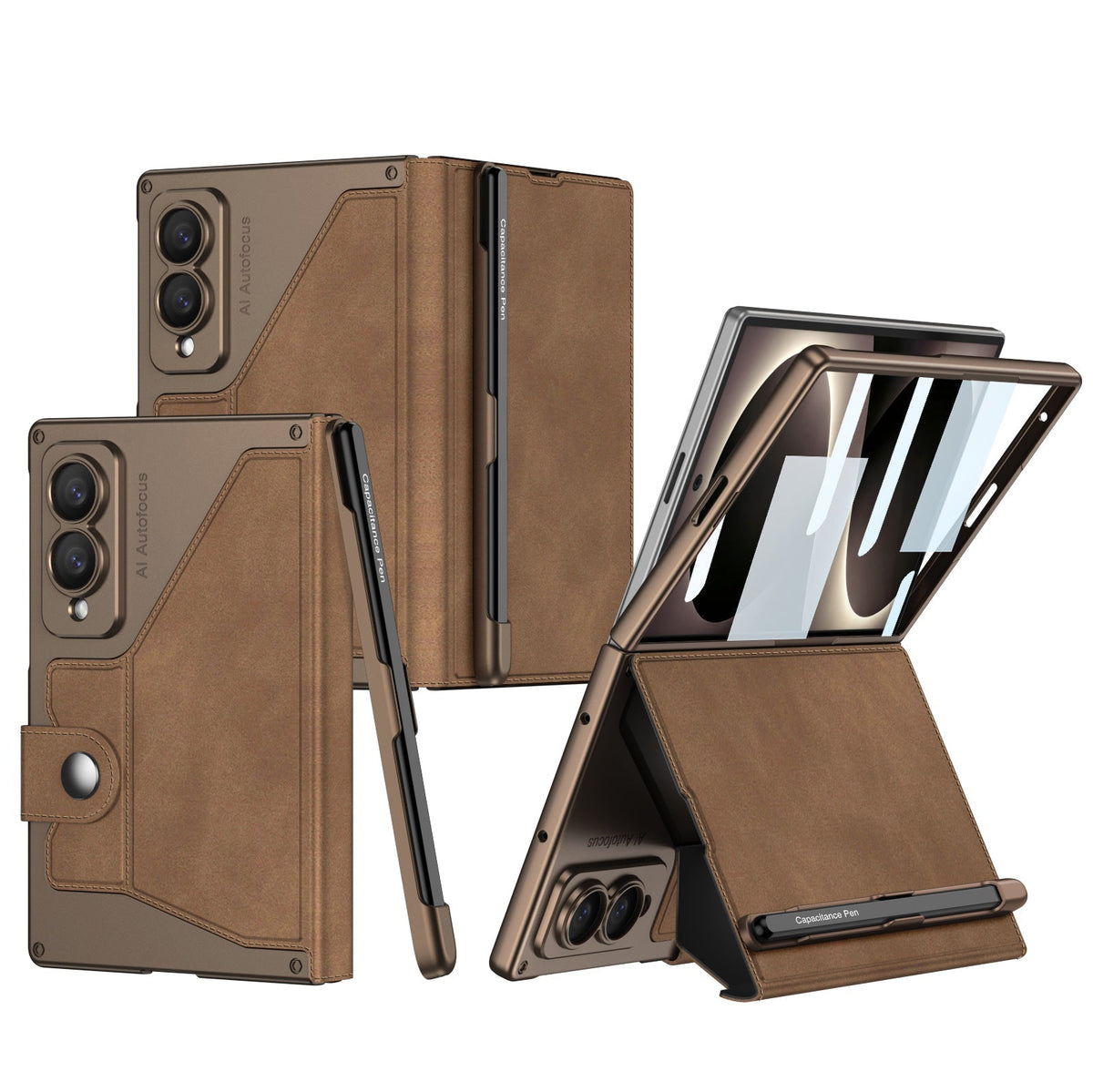 Luxurious Suede Phone Cover With Screen Protector & Pen-slot & Stylus For Galaxy Z Fold 8