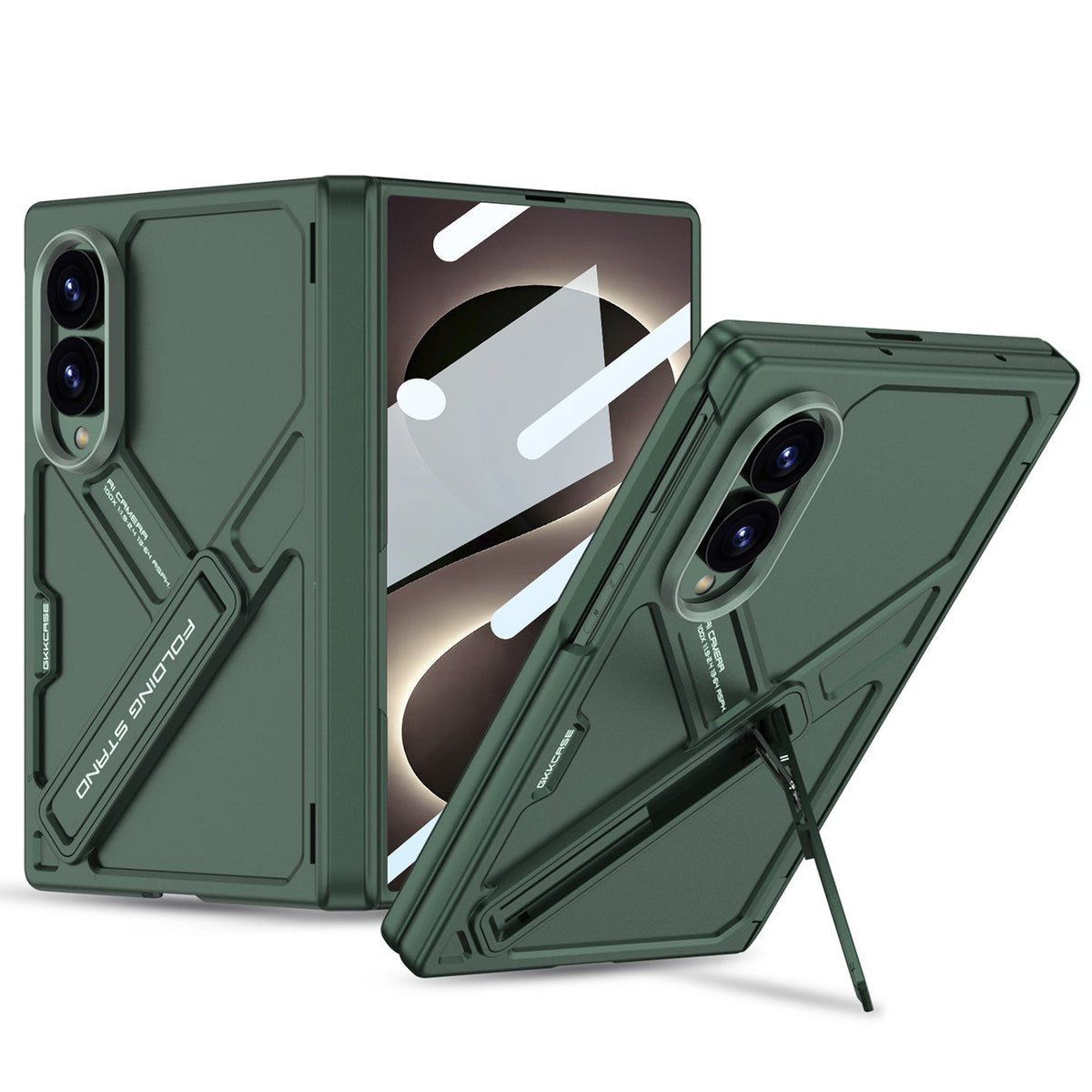 Armor Full-Body Protection Case For Galaxy Z Fold 8 – Hidden Kickstand,Tempered Glass Screen Protector