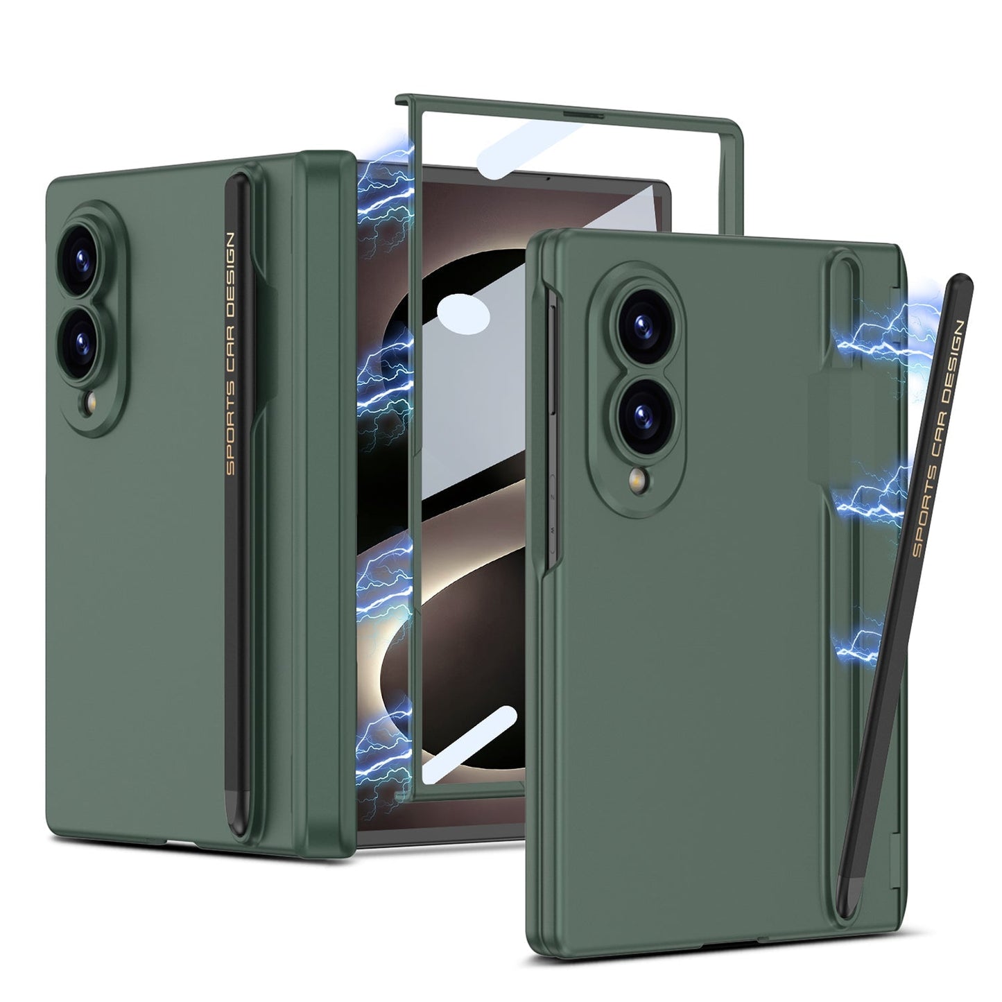 Magnetic Hinge Protective Phone Case With Pen-slot & Stylus & Screen Glass Flim For Galaxy Z Fold 8