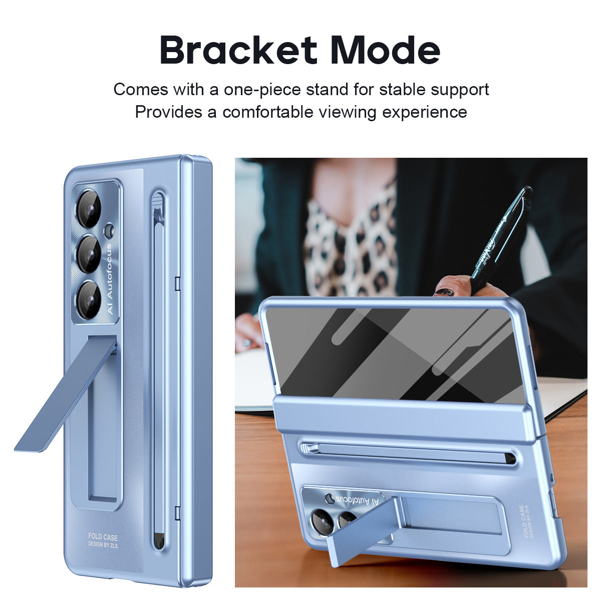 Armor Electroplated Phone Case With Pen Tray & Stylus & Glass Film For Galaxy Z Fold 8