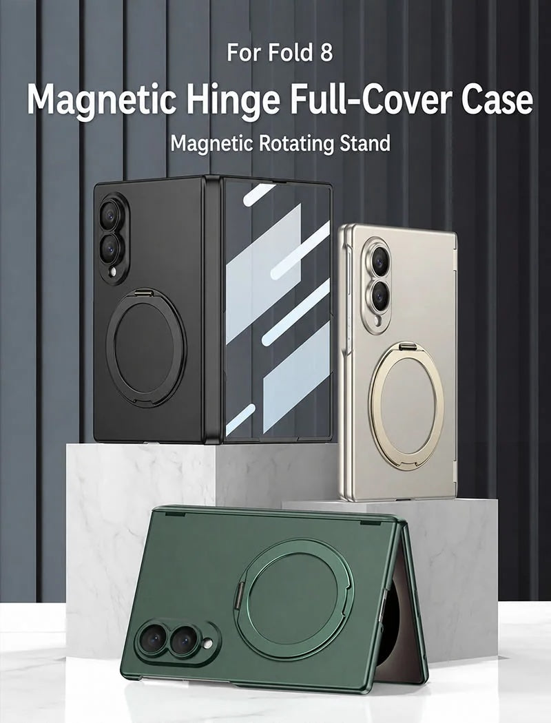 Galaxy Z Fold 8 Magnetic Hinge Case with Rotating Stand