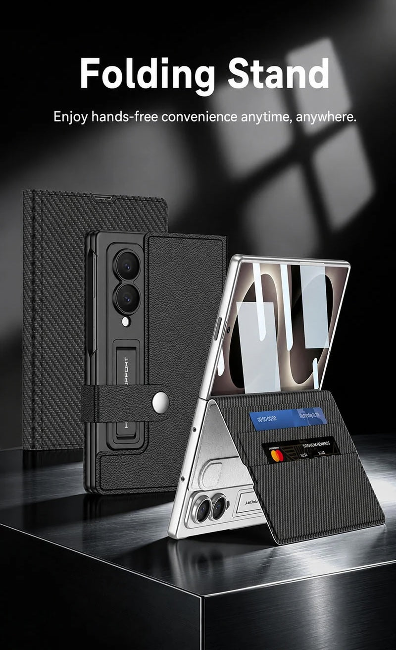 Galaxy Z Fold 8 Ultra Leather Kickstand Case