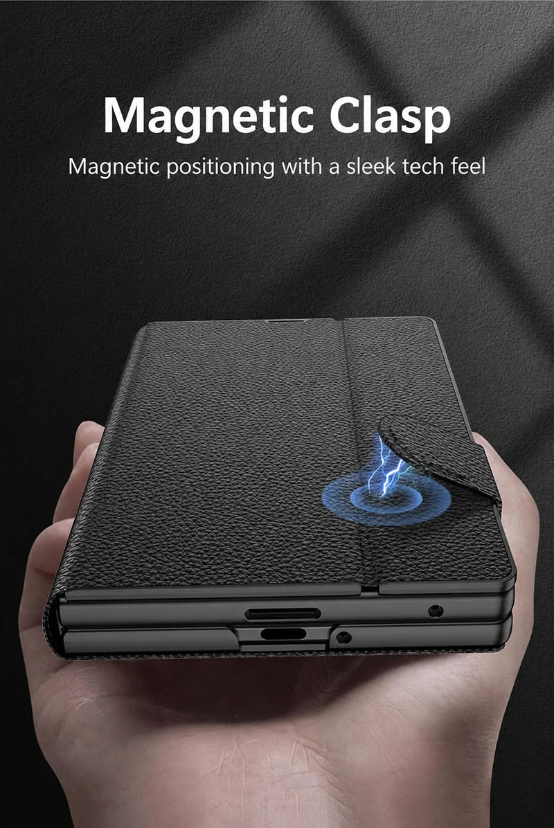 Galaxy Z Fold 8 Luxury Leather Kickstand Case