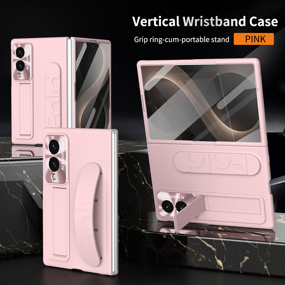 Armor Phone Case Built-In Tempered Glass, Hidden Kickstand & Wrist Strap For Galaxy Z Fold 8