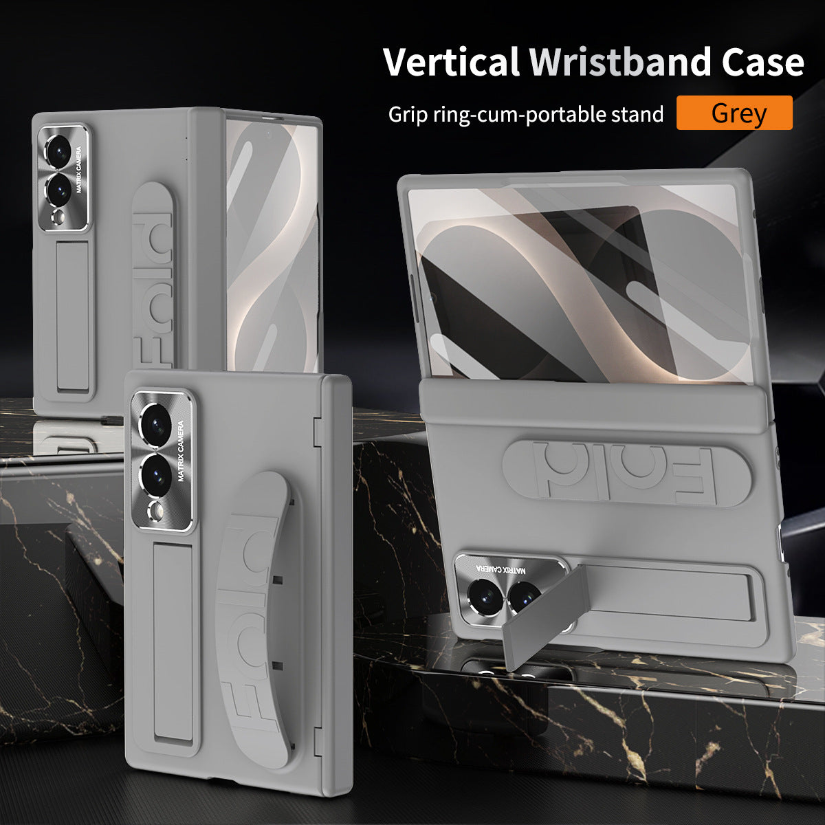 Armor Hinge Protective Phone Case Built-In Tempered Glass, Hidden Kickstand & Wrist Strap For Galaxy Z Fold 8