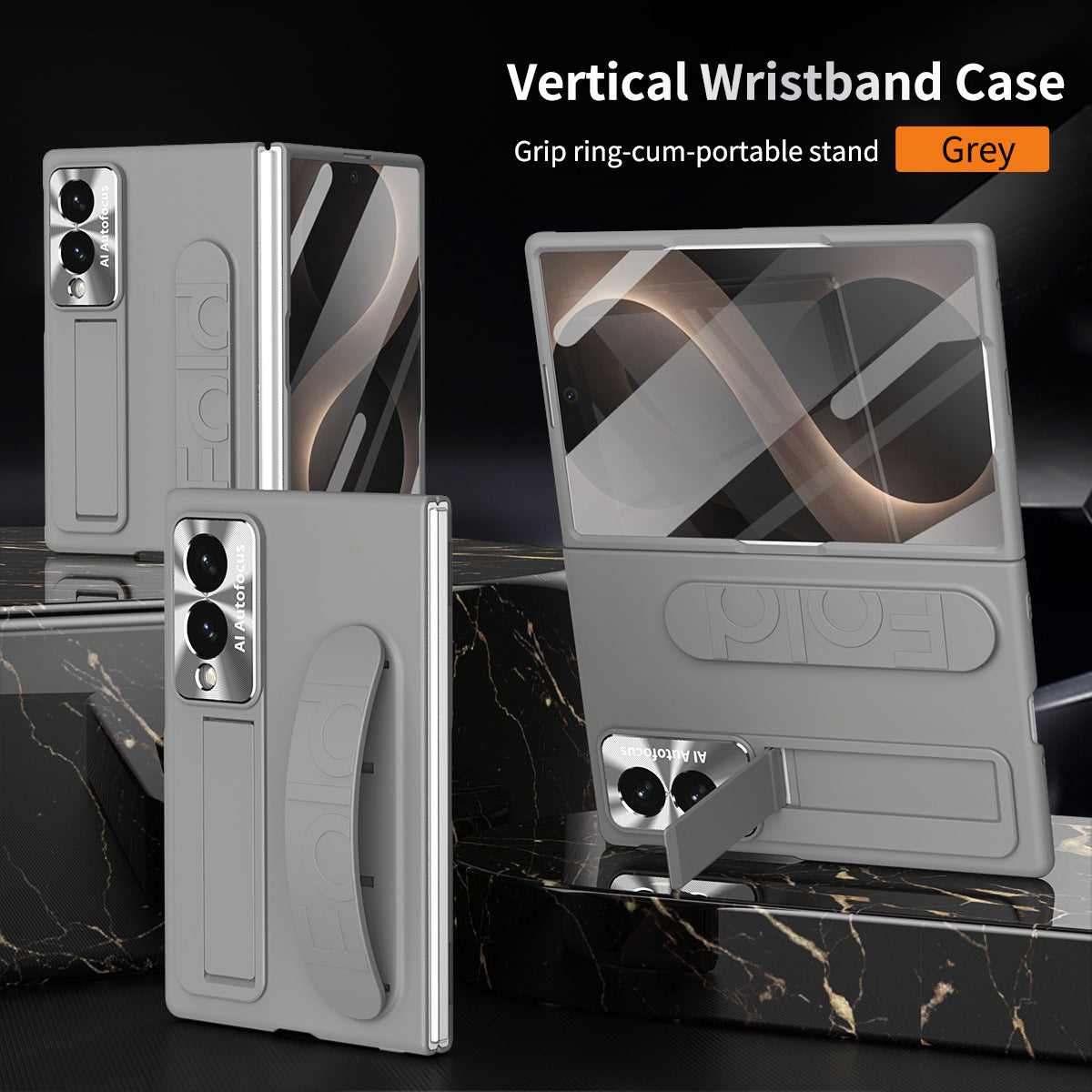 Armor Phone Case Built-In Tempered Glass, Hidden Kickstand & Wrist Strap For Galaxy Z Fold 8