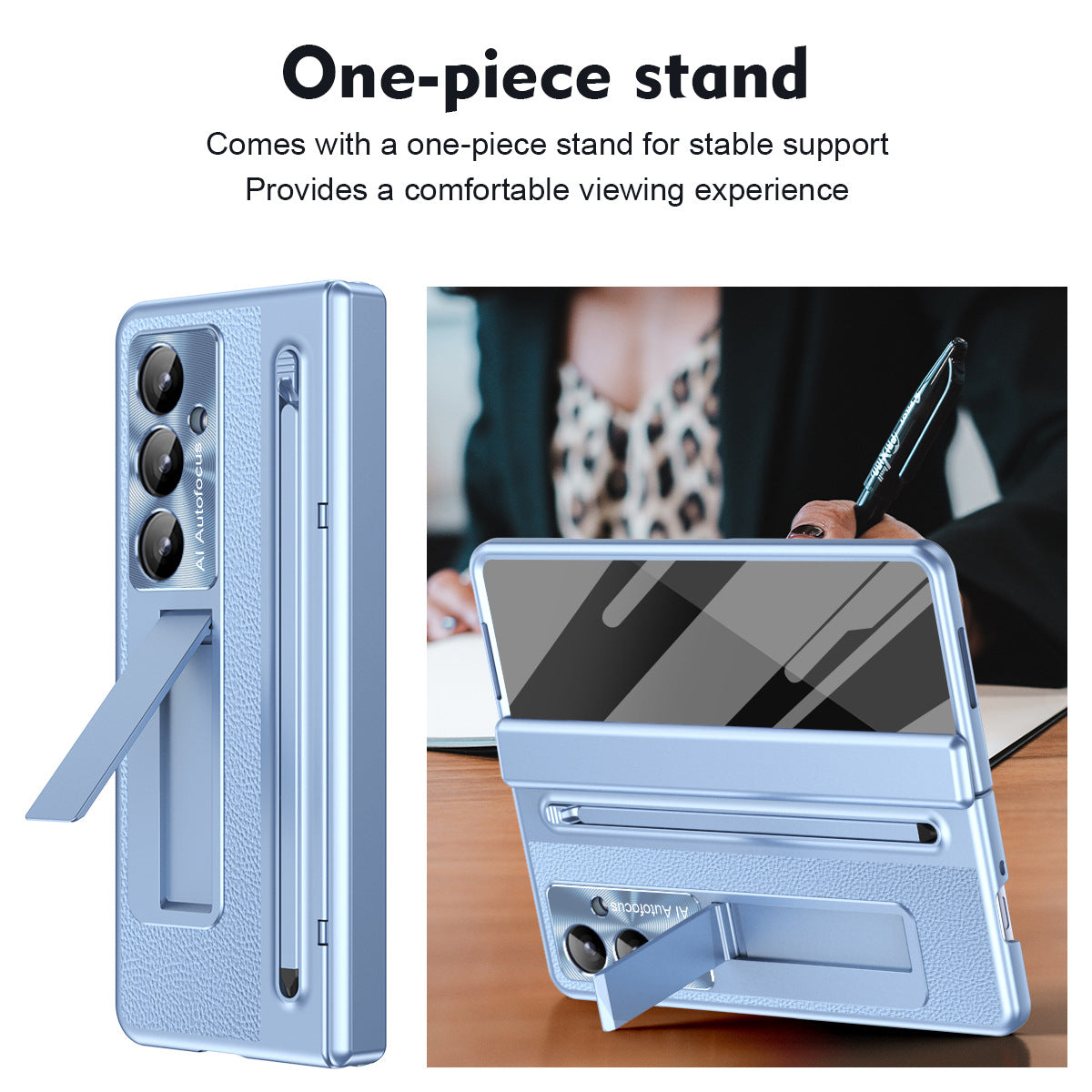 Leather Golden Electroplated Phone Case With Back Screen Glass and Stylus For Galaxy Z Fold 8