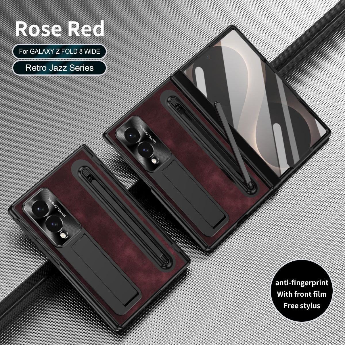 Jazz Retro Style Anyi-fall Protective Leather Phone Case For Galaxy Fold 8