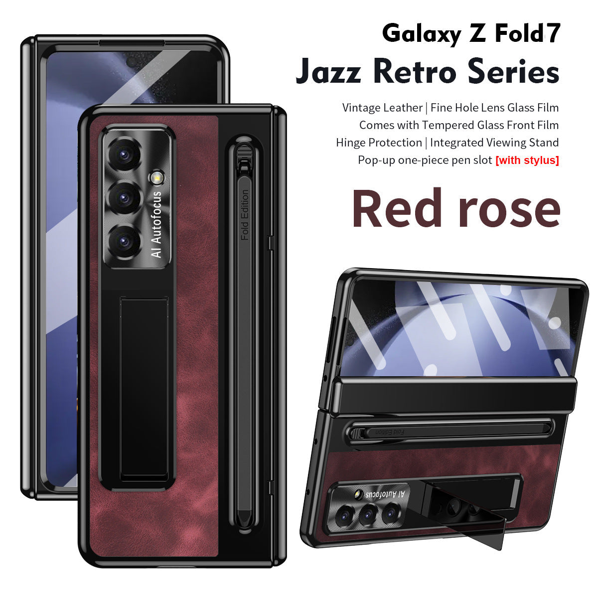 Jazz Retro Style Anyi-fall Protective Leather Phone Case For Galaxy Fold 8