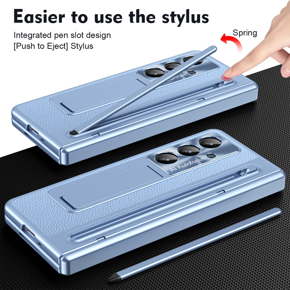 Leather Golden Electroplated Phone Case With Back Screen Glass and Stylus For Galaxy Z Fold 8