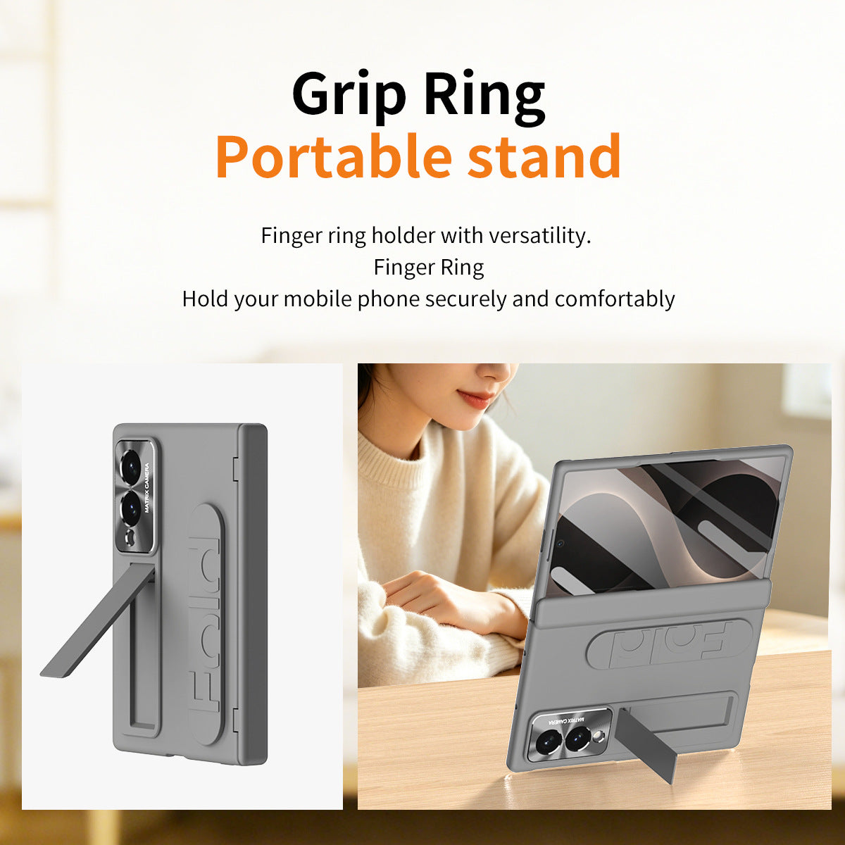 Armor Hinge Protective Phone Case Built-In Tempered Glass, Hidden Kickstand & Wrist Strap For Galaxy Z Fold 8