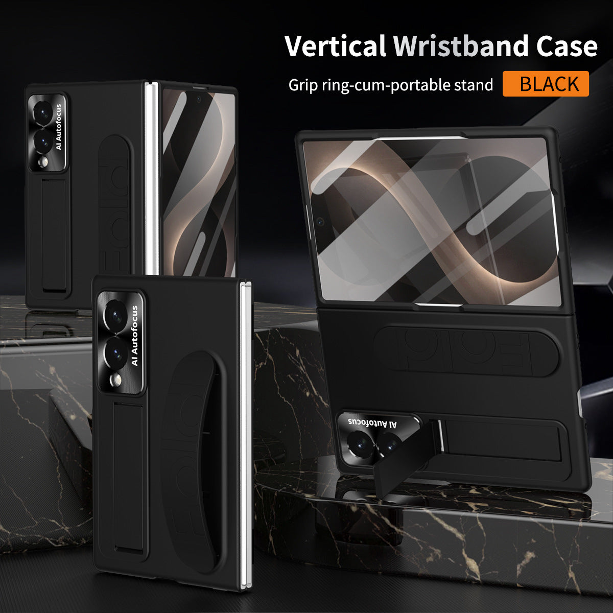 Armor Phone Case Built-In Tempered Glass, Hidden Kickstand & Wrist Strap For Galaxy Z Fold 8