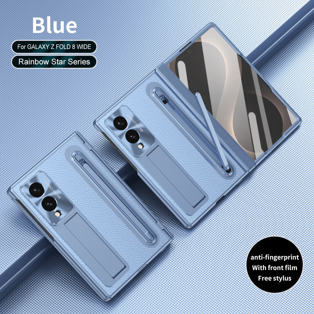 Leather Golden Electroplated Phone Case With Back Screen Glass and Stylus For Galaxy Z Fold 8