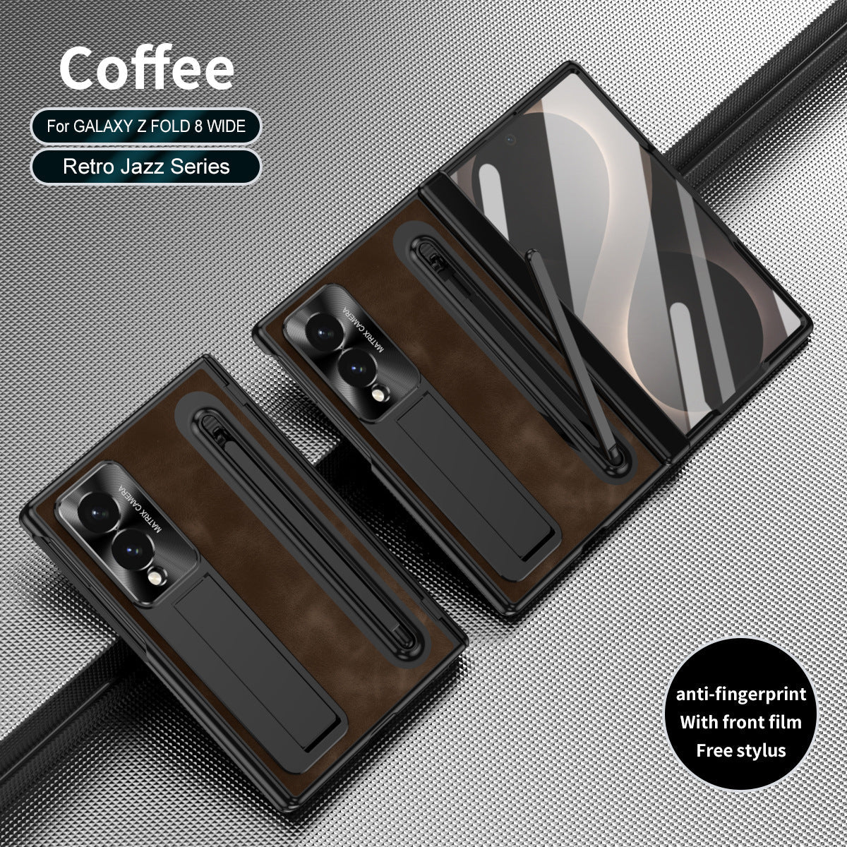 Jazz Retro Style Anyi-fall Protective Leather Phone Case For Galaxy Fold 8