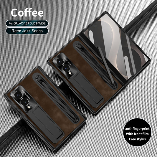 Jazz Retro Style Anyi-fall Protective Leather Phone Case For Galaxy Fold 8