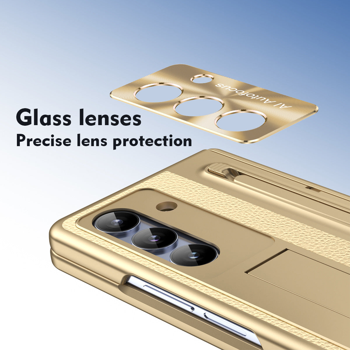 Leather Golden Electroplated Phone Case With Back Screen Glass and Stylus For Galaxy Z Fold 8