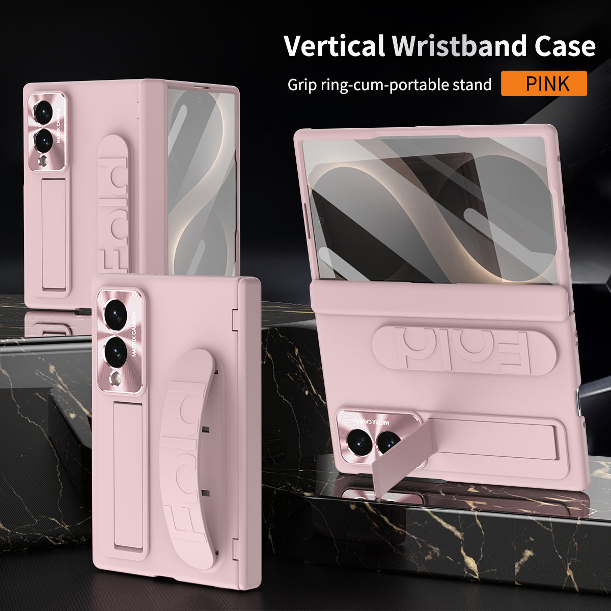 Armor Hinge Protective Phone Case Built-In Tempered Glass, Hidden Kickstand & Wrist Strap For Galaxy Z Fold 8