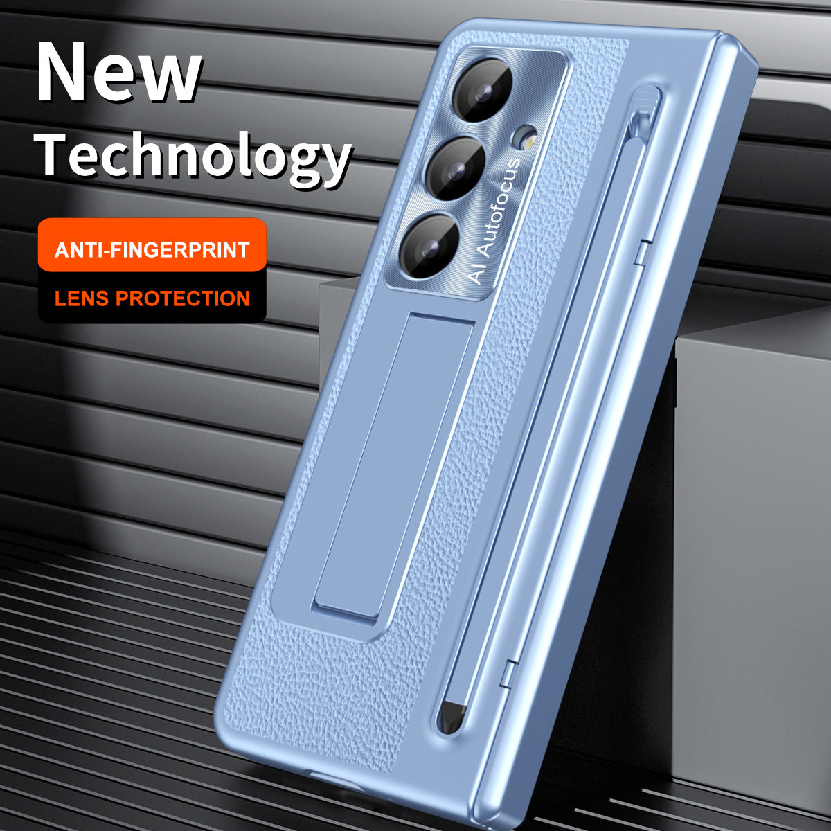 Leather Golden Electroplated Phone Case With Back Screen Glass and Stylus For Galaxy Z Fold 8