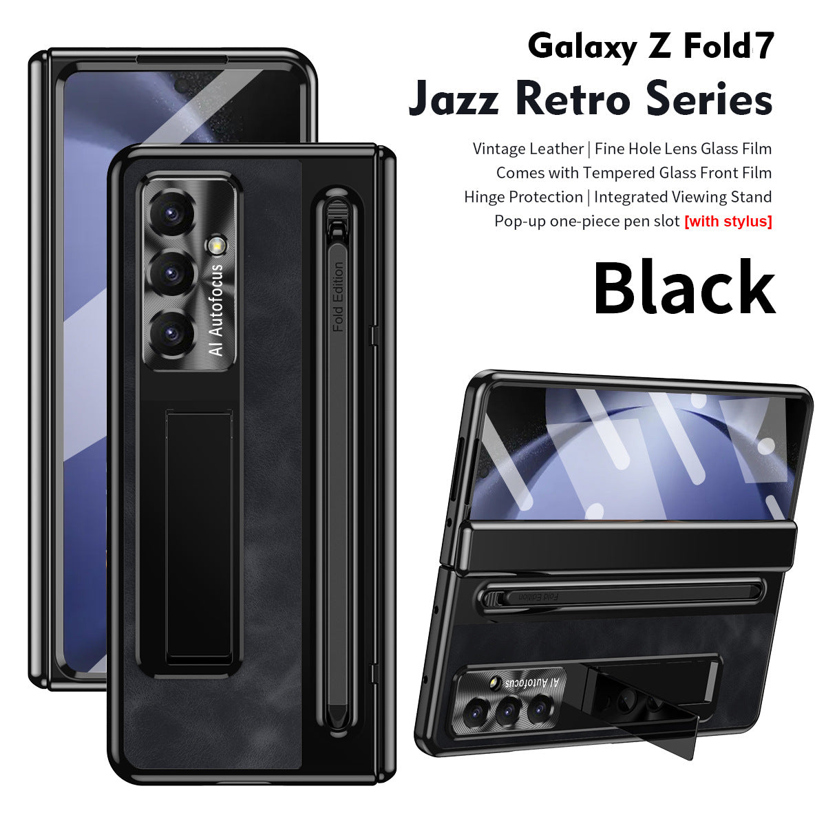 Jazz Retro Style Anyi-fall Protective Leather Phone Case For Galaxy Fold 8