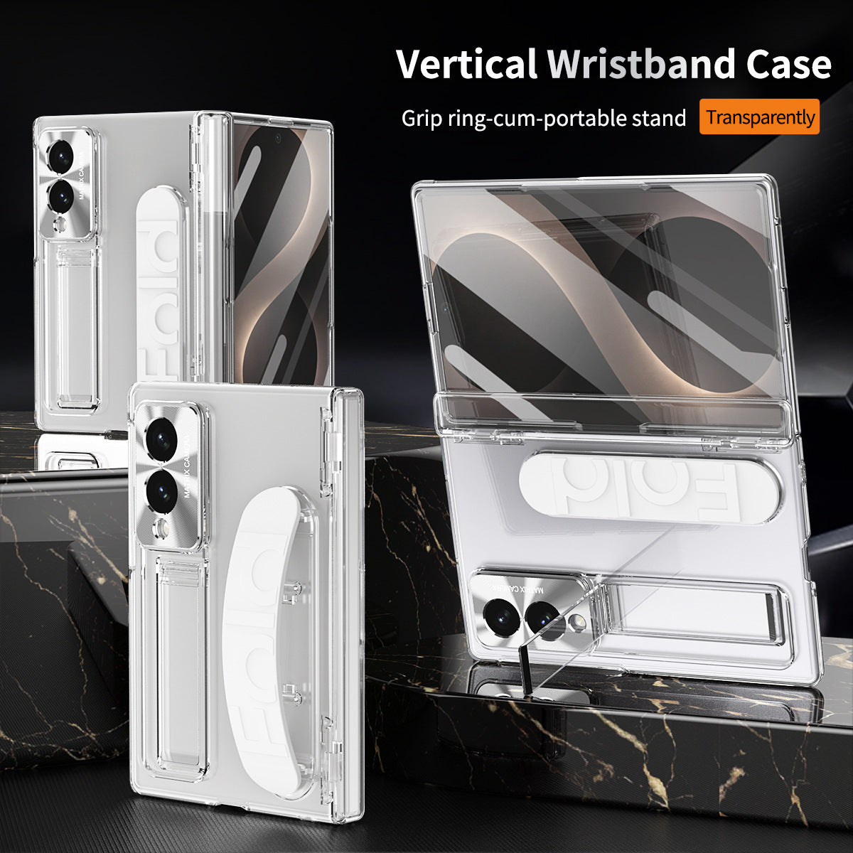 Armor Hinge Protective Phone Case Built-In Tempered Glass, Hidden Kickstand & Wrist Strap For Galaxy Z Fold 8