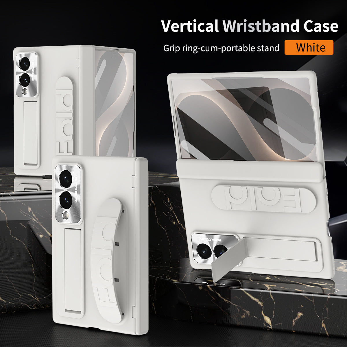 Armor Hinge Protective Phone Case Built-In Tempered Glass, Hidden Kickstand & Wrist Strap For Galaxy Z Fold 8