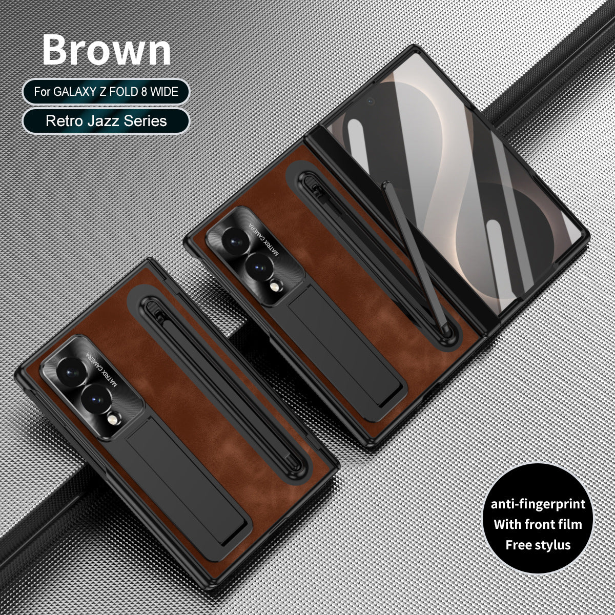 Jazz Retro Style Anyi-fall Protective Leather Phone Case For Galaxy Fold 8