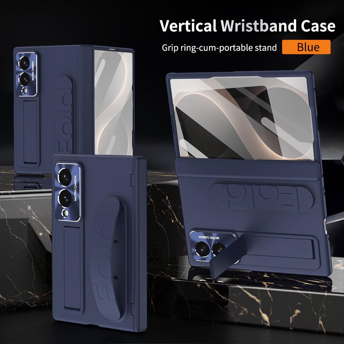 Armor Hinge Protective Phone Case Built-In Tempered Glass, Hidden Kickstand & Wrist Strap For Galaxy Z Fold 8