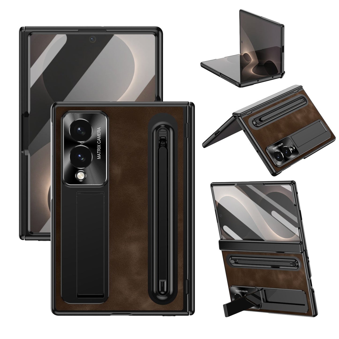Jazz Retro Style Anyi-fall Protective Leather Phone Case For Galaxy Fold 8