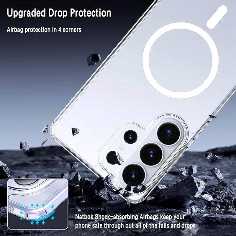 Galaxy S26 Ultra MagSafe Clear Case – Magnetic Ring Stand & Qi2 Wireless Charging