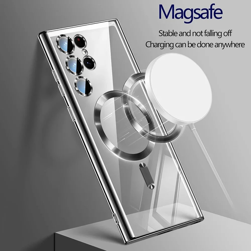 Galaxy S26 Ultra MagSafe Clear Silicone Case – Qi2 Wireless Charging & Soft Grip Cover
