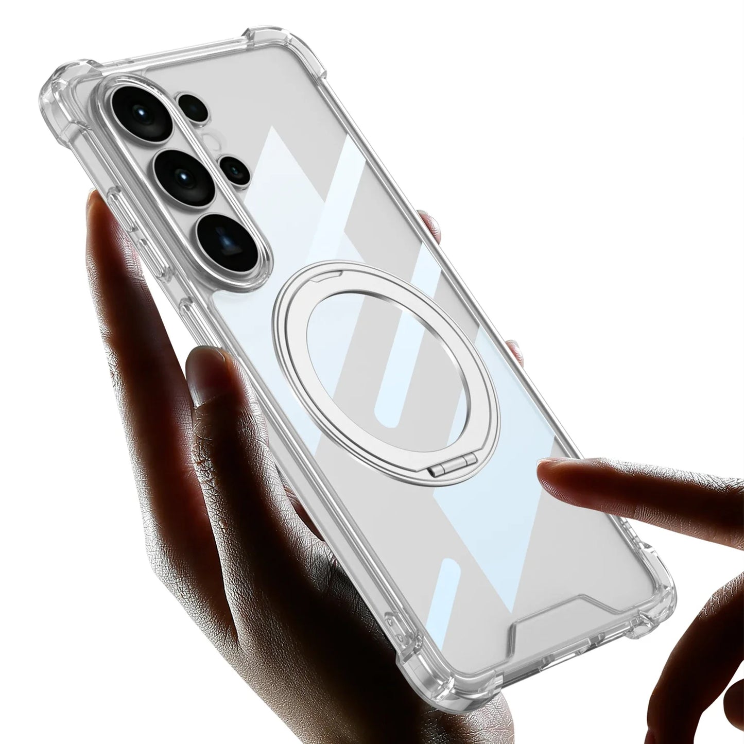 Galaxy S26 Ultra MagSafe Clear Case – 360° Rotating Stand & Qi2 Wireless Charging Cover