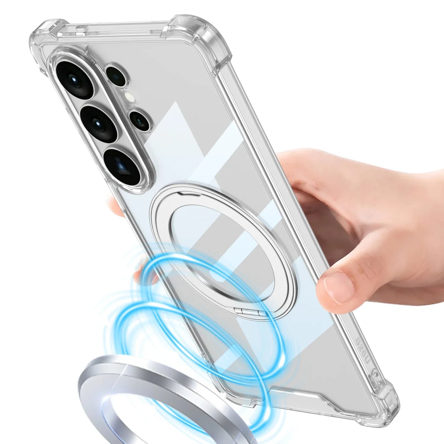 Galaxy S26 Ultra MagSafe Clear Case – 360° Rotating Stand & Qi2 Wireless Charging Cover