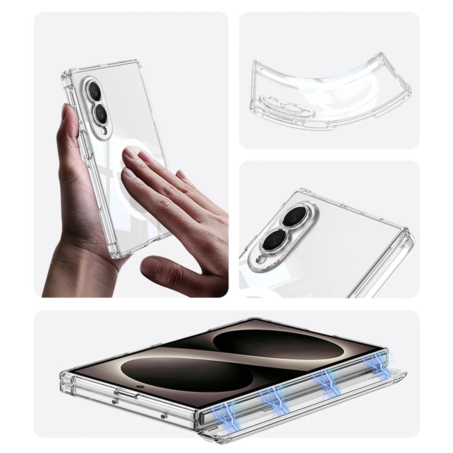 Galaxy Z Fold 8 Clear Magnetic Hinge Protection Case